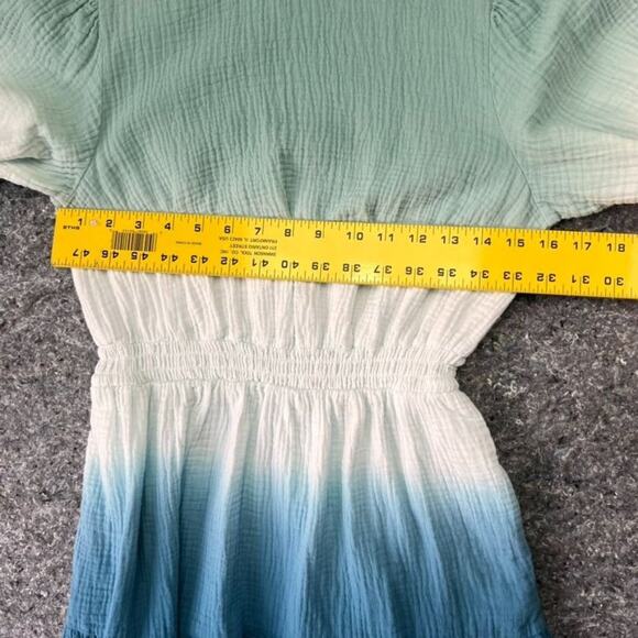 Universal Thread Dress Size XS Blue Balloon Sleeve Tiered Gauzy Ombre Dip Dye - Picture 8 of 10